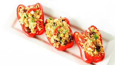 وصفة الفلفل المحشي بالكينوا، وصفات للنباتيين